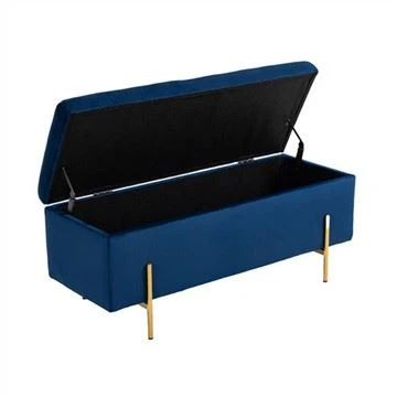 Stóráil Clúdach Fabraic Velvet Gorm Ottoman