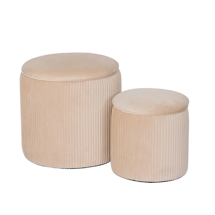 Stóráil Babhta Ottoman Stól Velvet, Apricot
