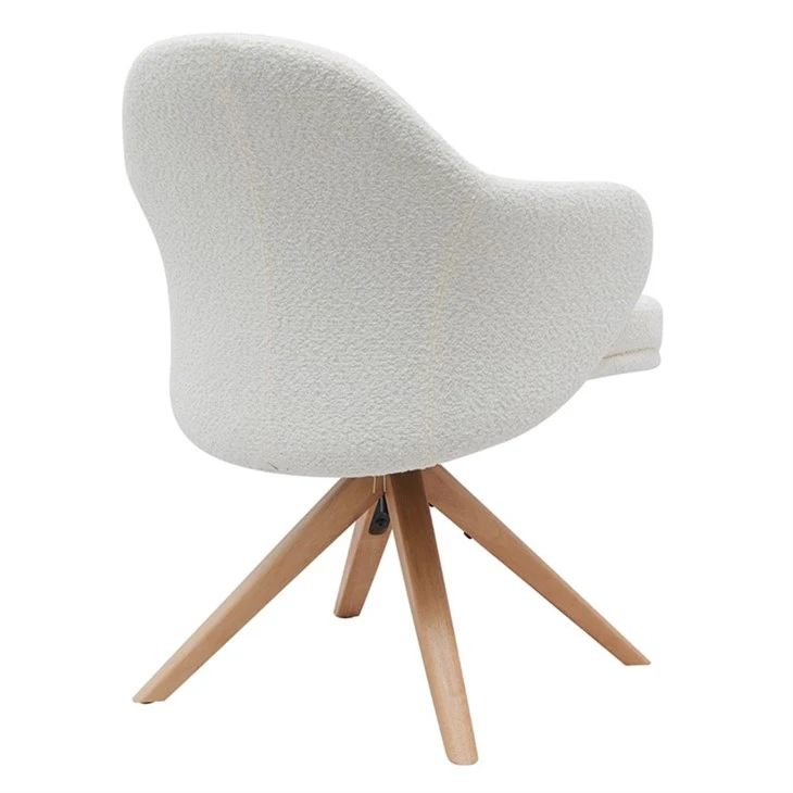 Partner Dining Chair Teddy Velvet Fabric Cover With Wooden Seat